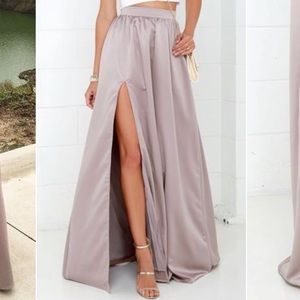Lulus ‘‘twas a dream taupe maxi skirt